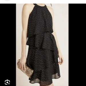Tallie Tiered   Black Polka Dot Dress  BY Anrhropologie RO&DE Sz.XSP NWT